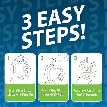 EasyTouch Blood Glucose Monitoring System (Test Strips Sold Separately) | Fast, Accurate, Easy-to-Use Meter for Daily Testing, Includes Meter, Lancing Device & 10 Lancets