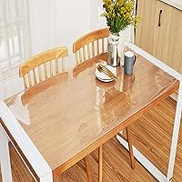 Vista 1 de Protector de mesa, rectangular, impermeable, transparente, protector de mantel, 0.079 in, PVC suave, cristal transparente, borde biselado, para mesa