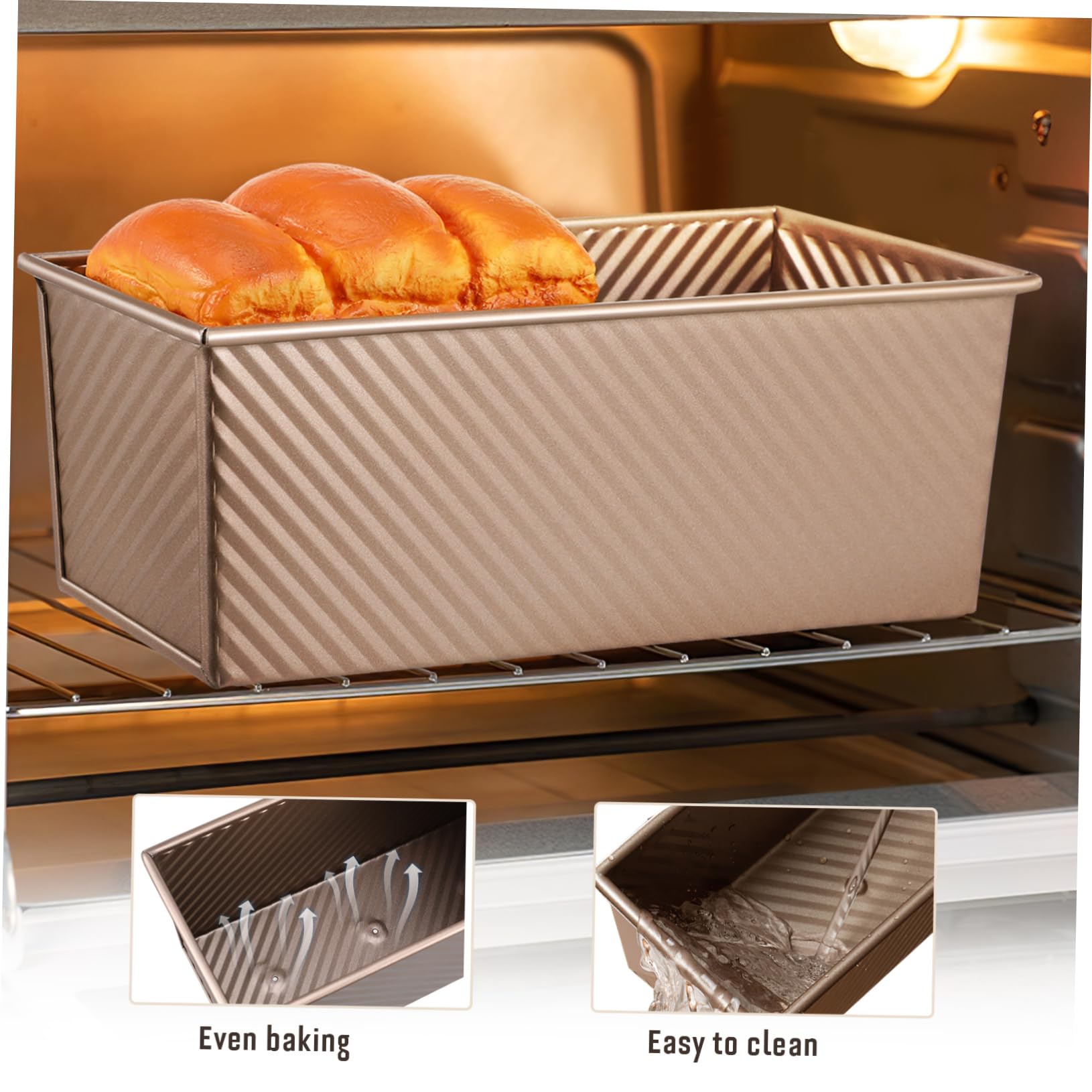 MAGICLULU Längliche Brotbackform aus Kohlenstoffstahl mit Deckel und Belüftung für Gleichmäßige Hitzeverteilung zum Backen in Küche