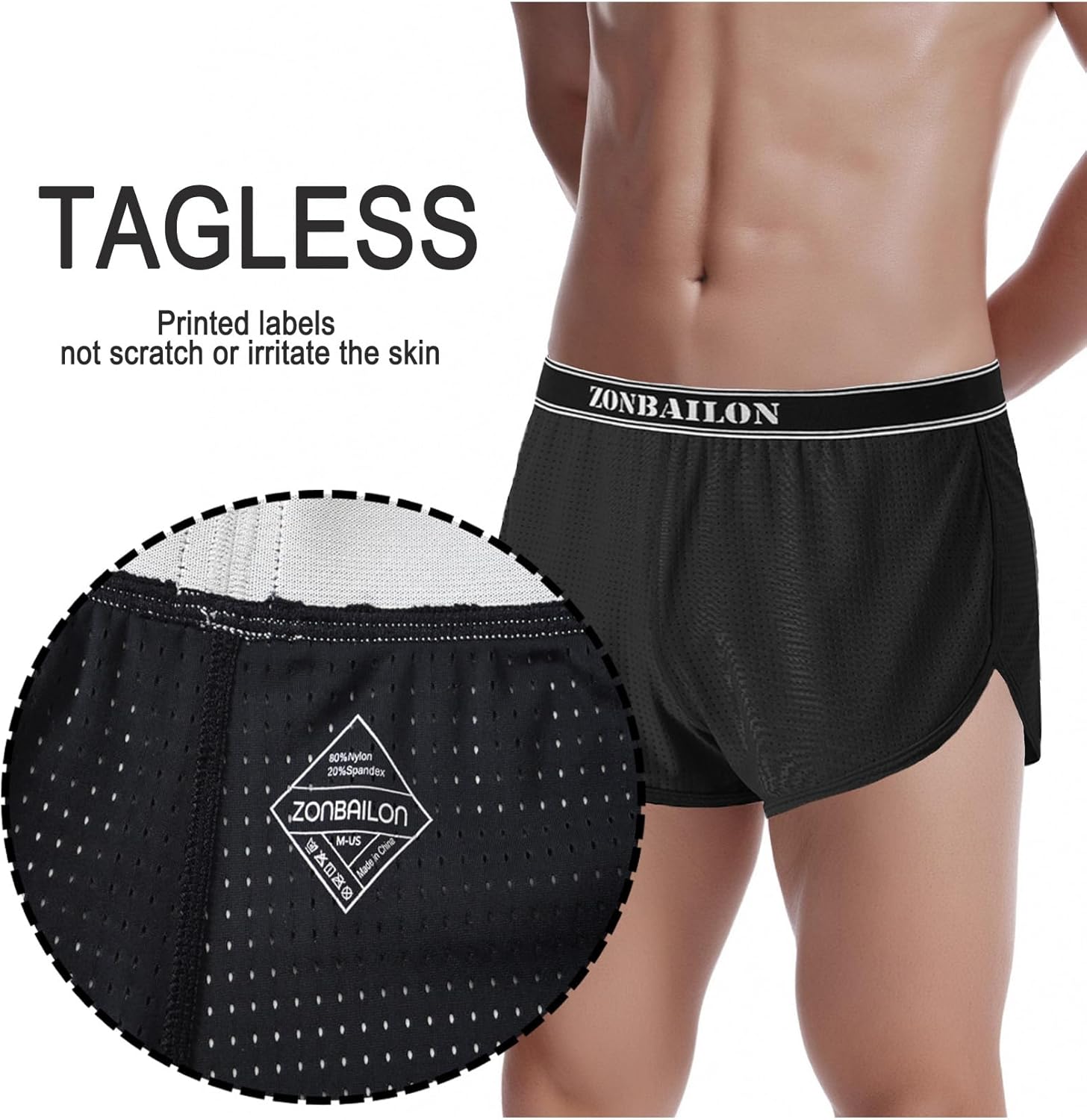 ZONBAILON Men's Sexy Large Split Side Boxer Shorts Fit Casual Running Boxers Mesh Breathable Underwears Athletic Trunks - Image 6