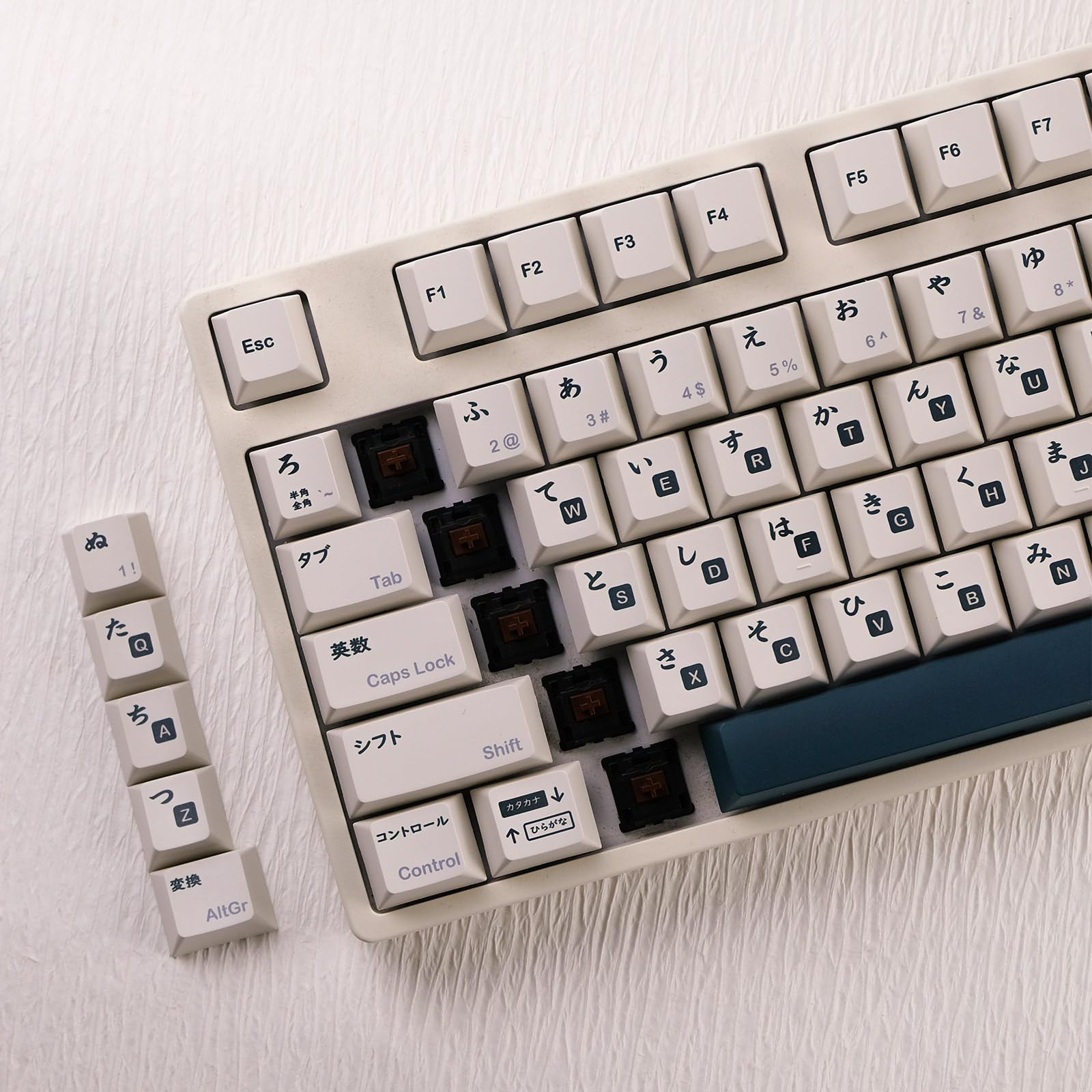 DXKJYH Conjunto de teclas brancas japonesas PBT com perfil cereja