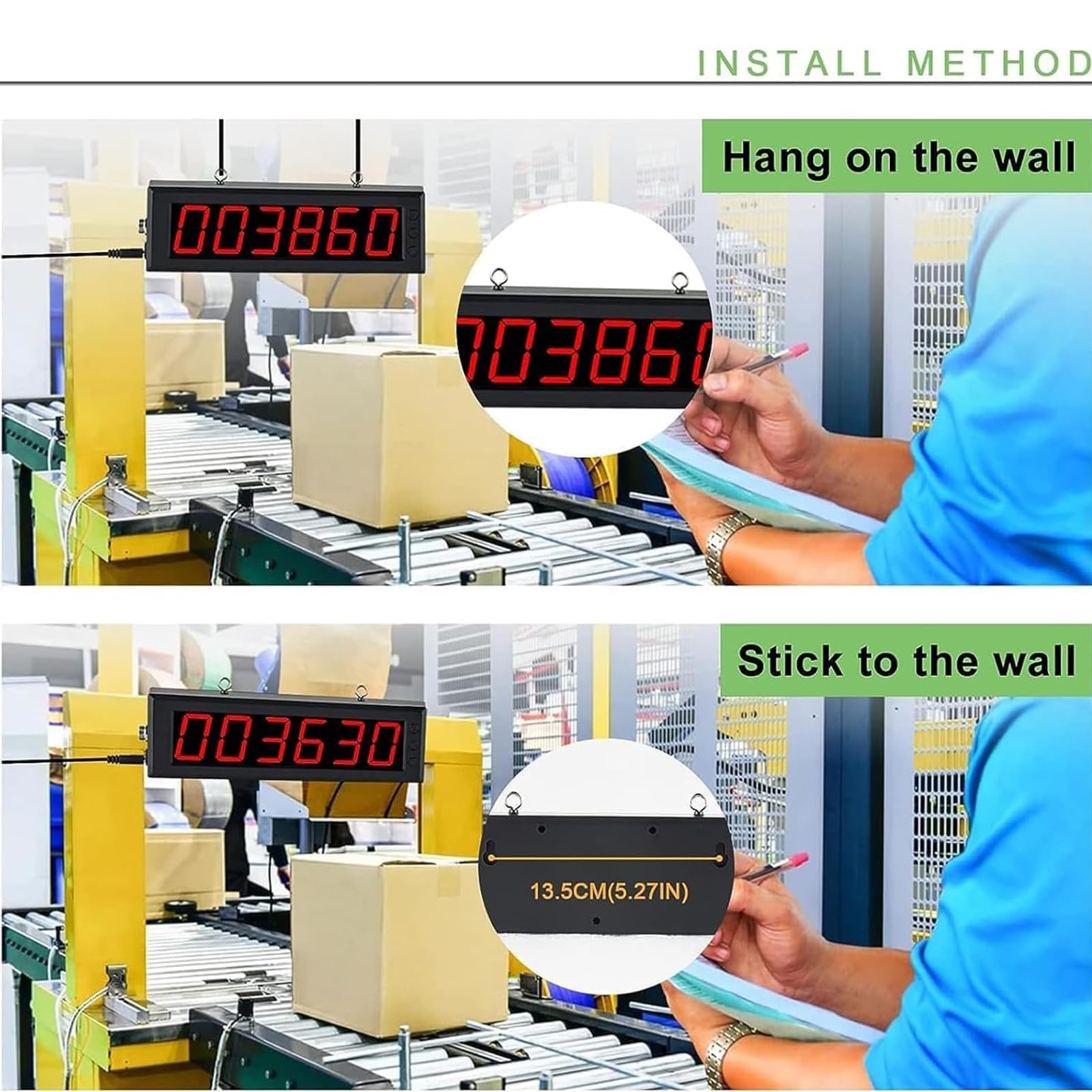 Contatore digitale per linea di produzione a LED, conta fino a 999999, sensore a infrarossi regolabile 30-70 cm, per fabbrica, officina, scuola