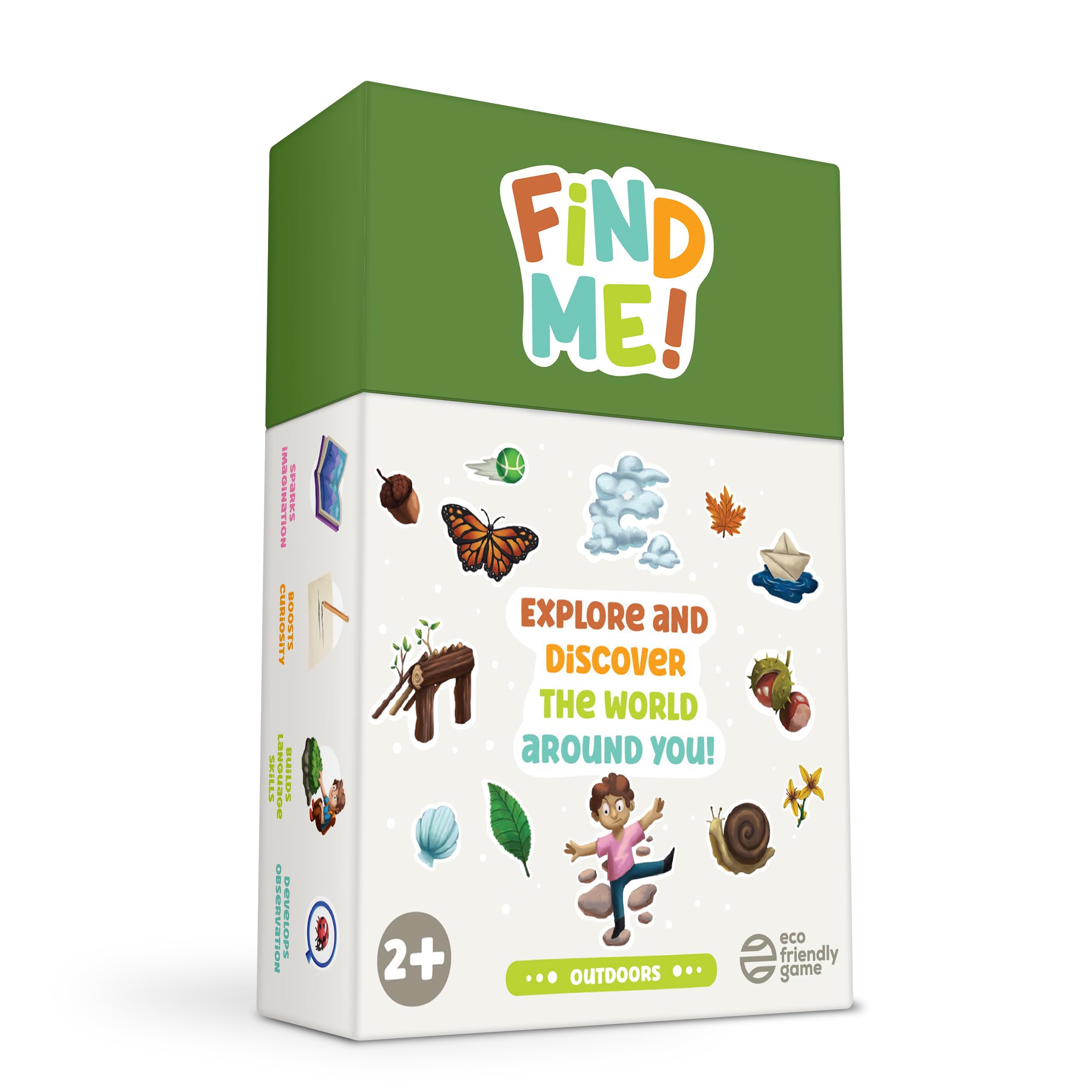 Oh Happy Games - Find Me! Outdoors - Nature Scavenger Hunt Card Game for Kids - 56 Double-Sided Cards - Montessori Educational Game Ages 2-6+ - Outdoor Activity Gift for Children