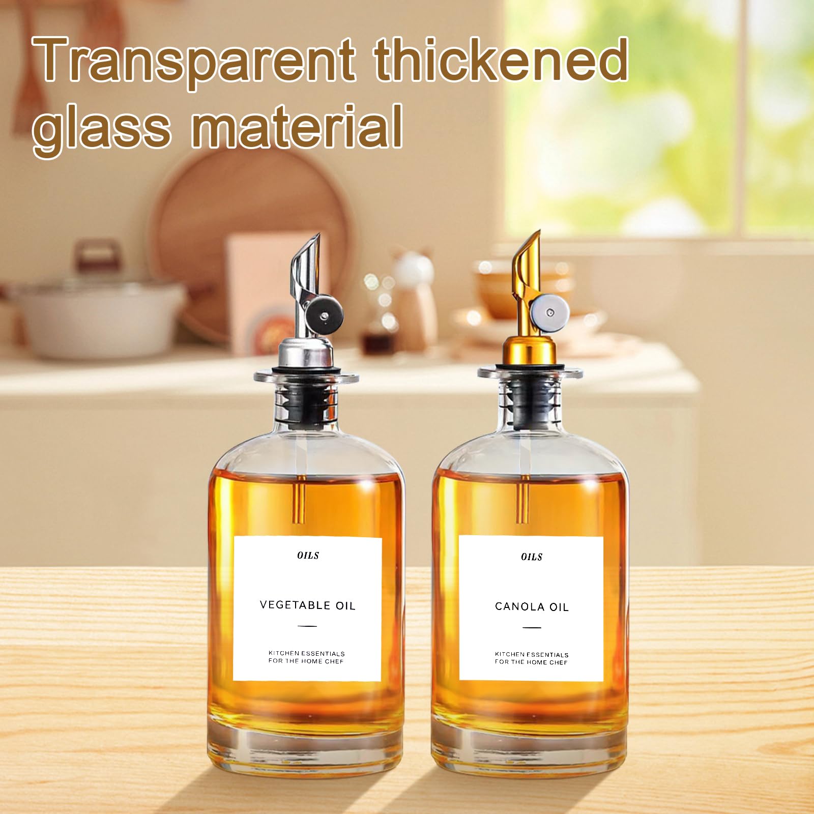 Dispensador de Aceite y Vinagre para Cocina,4pcs Botella Aceite de Oliva,Botella Cristal de Aceite de Oliva 500ml,Botella de Aceite de Oliva,Dispensador de Aceite con Embudo