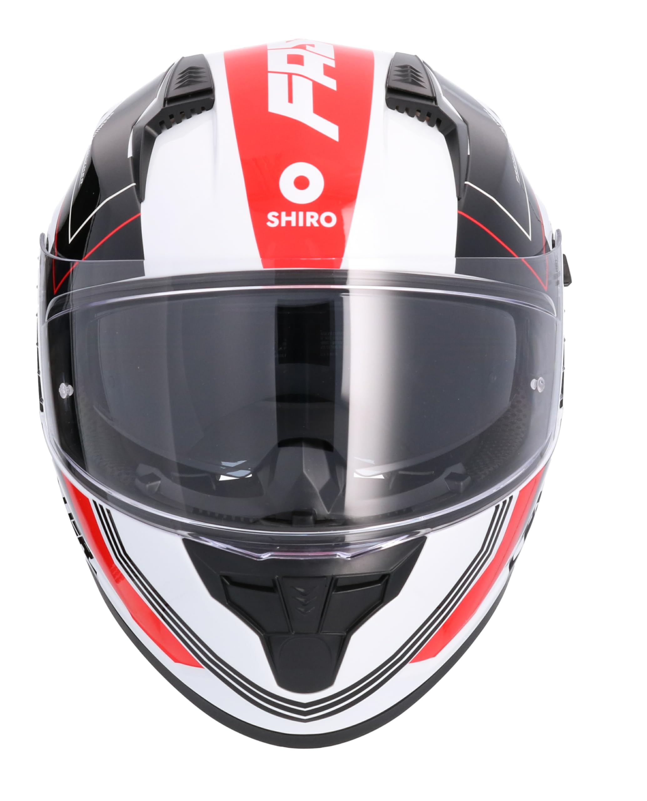 Shiro HEMETS SH-667 Casque intégral Faster blanc et rouge avec lunettes solaires