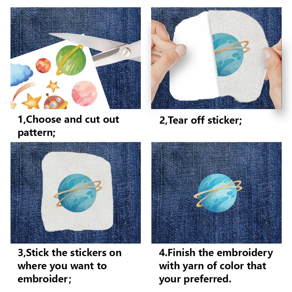 65 Stück Wasserlösliche Stickmuster - Marine Life Stickerei Aufkleber Set