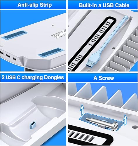 Miniatura 7 de DINOSTRIKE Soporte para PS5 con ventilador de refrigeración y estación de carga de controlador Ps5 dual para consola PS5 soporte de refrigeración