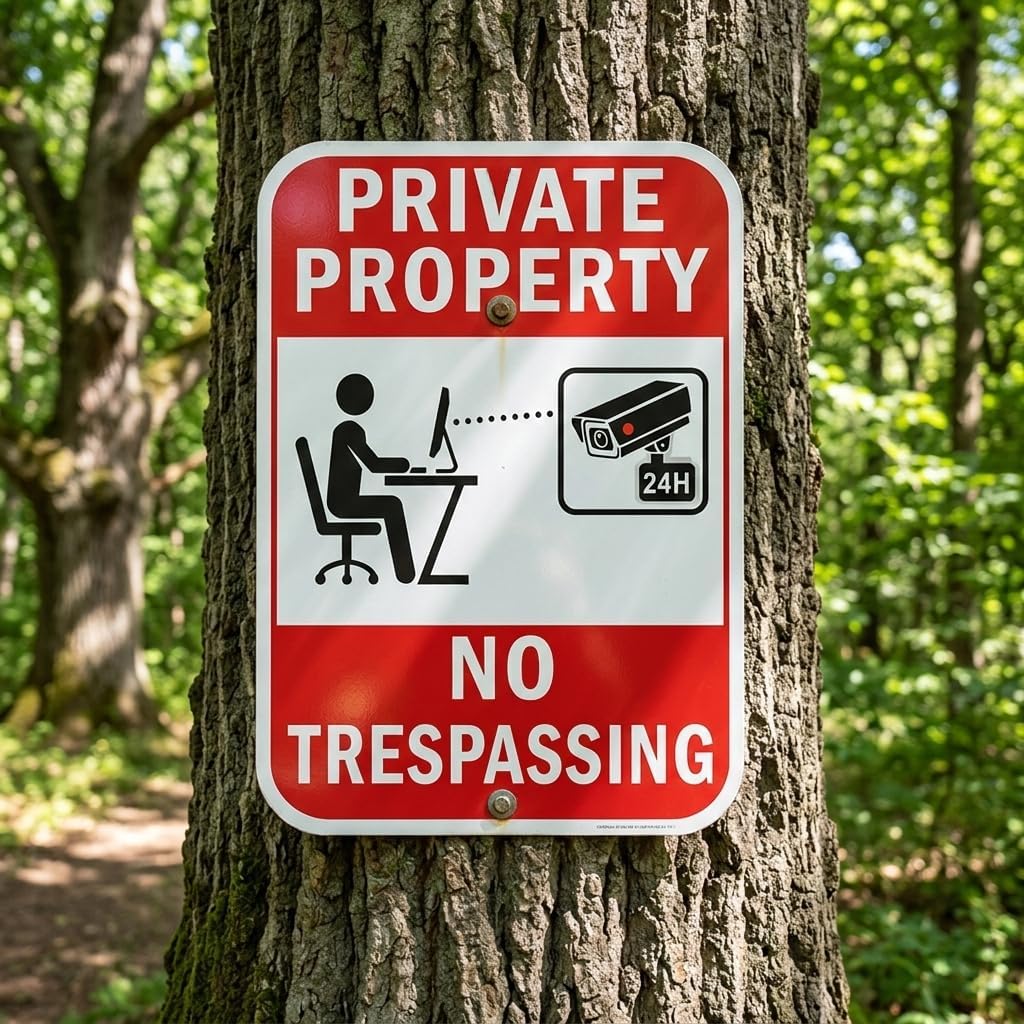 2 Pack 14 x 10 Inches Private Property No Trespassing Sign with Posts, Reflective Aluminum Private Property Signs, Rust-Free Weather Resistant, Metal Stakes for Outdoor Use