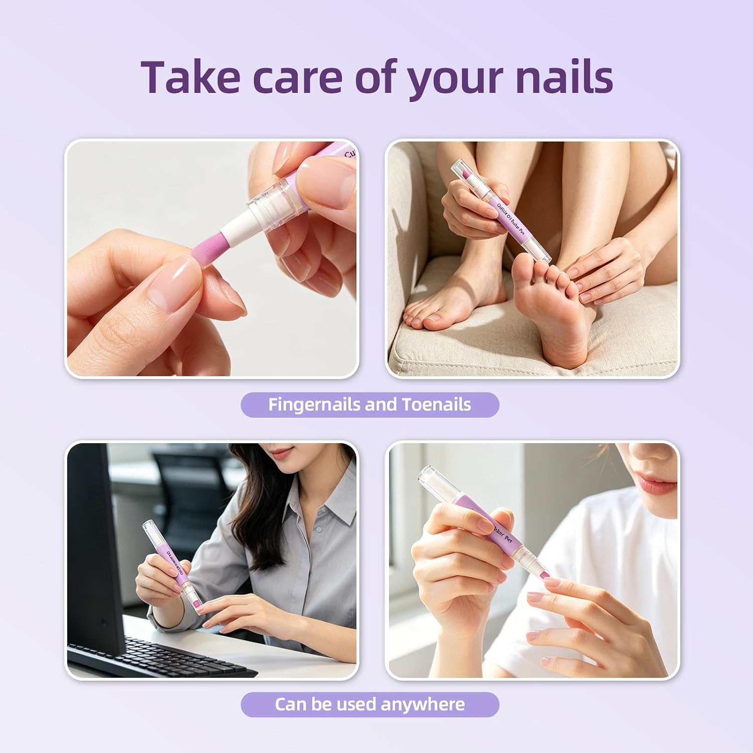 2-in-1 Cuticle Oil Pusher Pen, 2026 New Ceramic Cuticle Pusher & Oil Pen, Nail Care Tool for Dry Damaged Nails & Hangnails, Moisturizing Cuticle Remover Pen for Nail Strengthen and Shine (1pcs)
