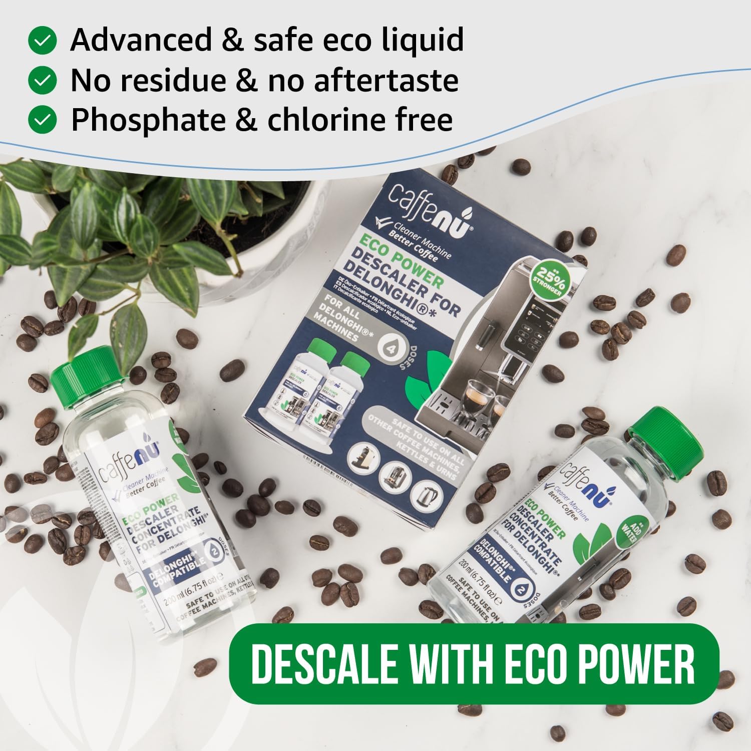Delonghi Compatible Descaling Solution. 2 Bottles of Descaler Solution. Descaling Kit Removes Limescale For Hotter Coffee. 4 Uses Descaler For Delonghi Coffee Machines. image 4 of 7 B0CG9GJF7N