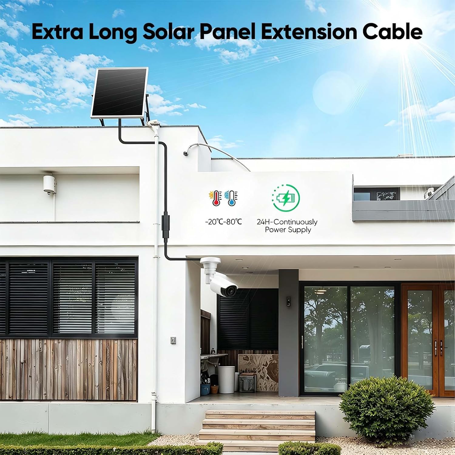25FT USB C Extension Cable for Ring Solar Panel-Black Waterproof image 3