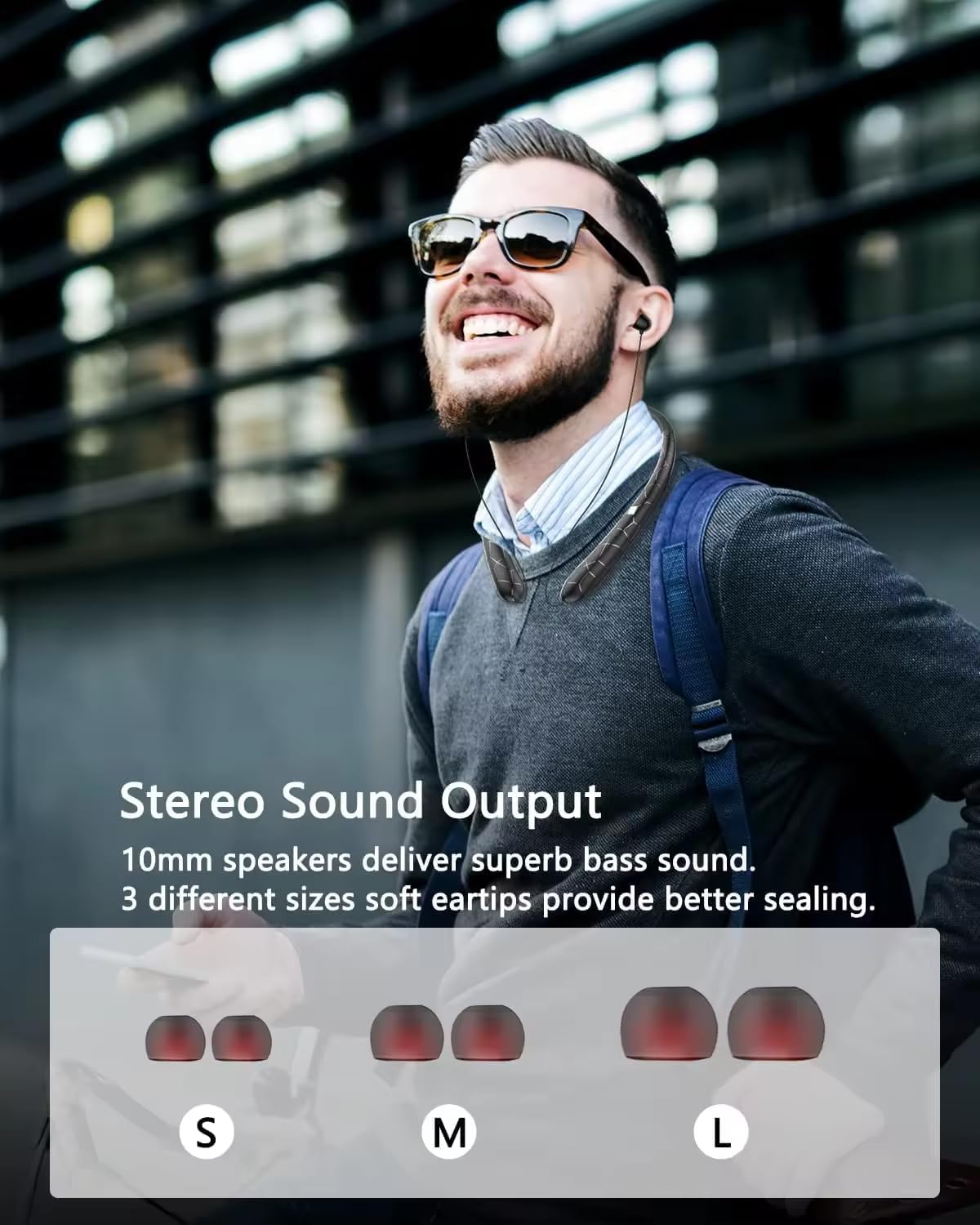 Retractable Neckband Bluetooth Headphones, No-Tangle Wireless Earbuds with 14Hrs Playtime, IPX5 Rating, CVC Noise Cancellation Mic for Crystal Clear Calls, Ideal for Running, Gym, Exercise - Image 4