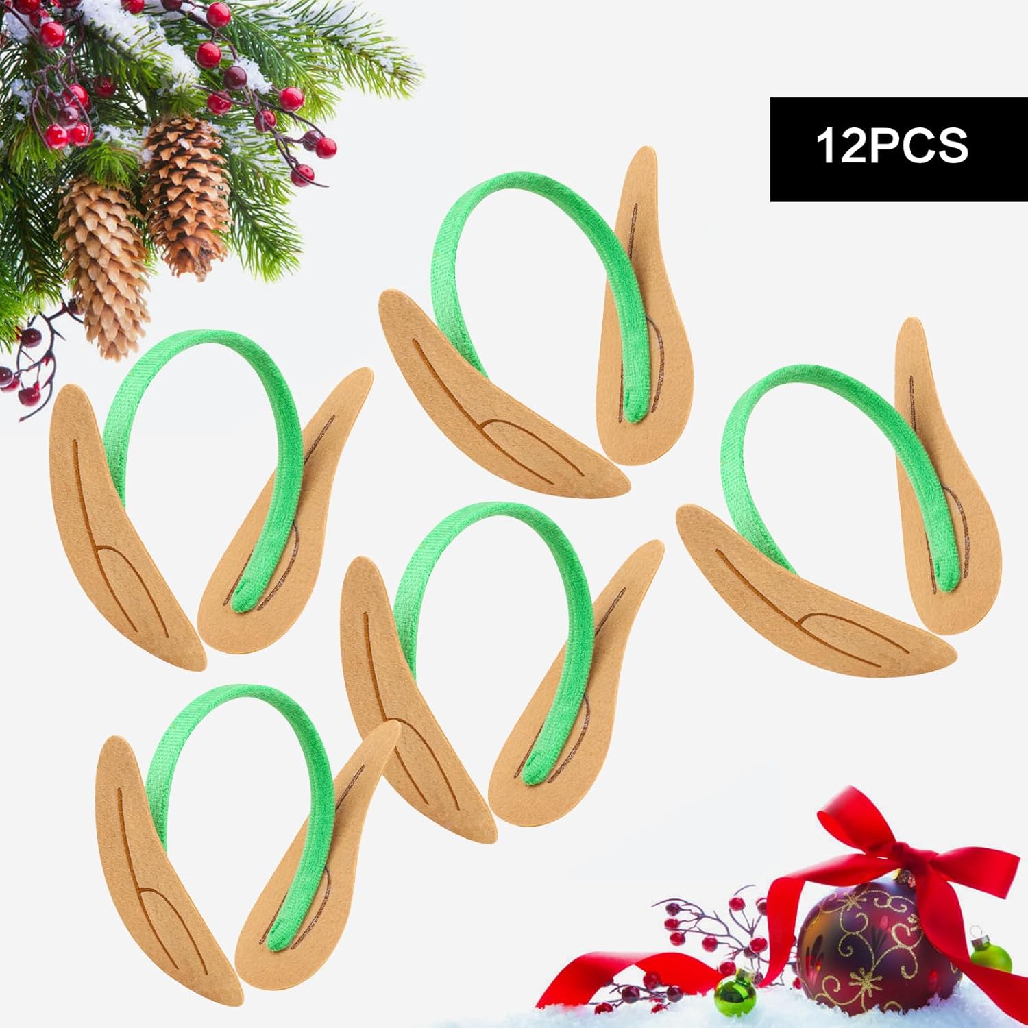 12 Pcs Elf Ears Headbands,Christmas Elf Ears Headband Cute christmas Headbands and Costume Headwear for Women Halloween Christmas Festival Theme Party Cosplay Accessories