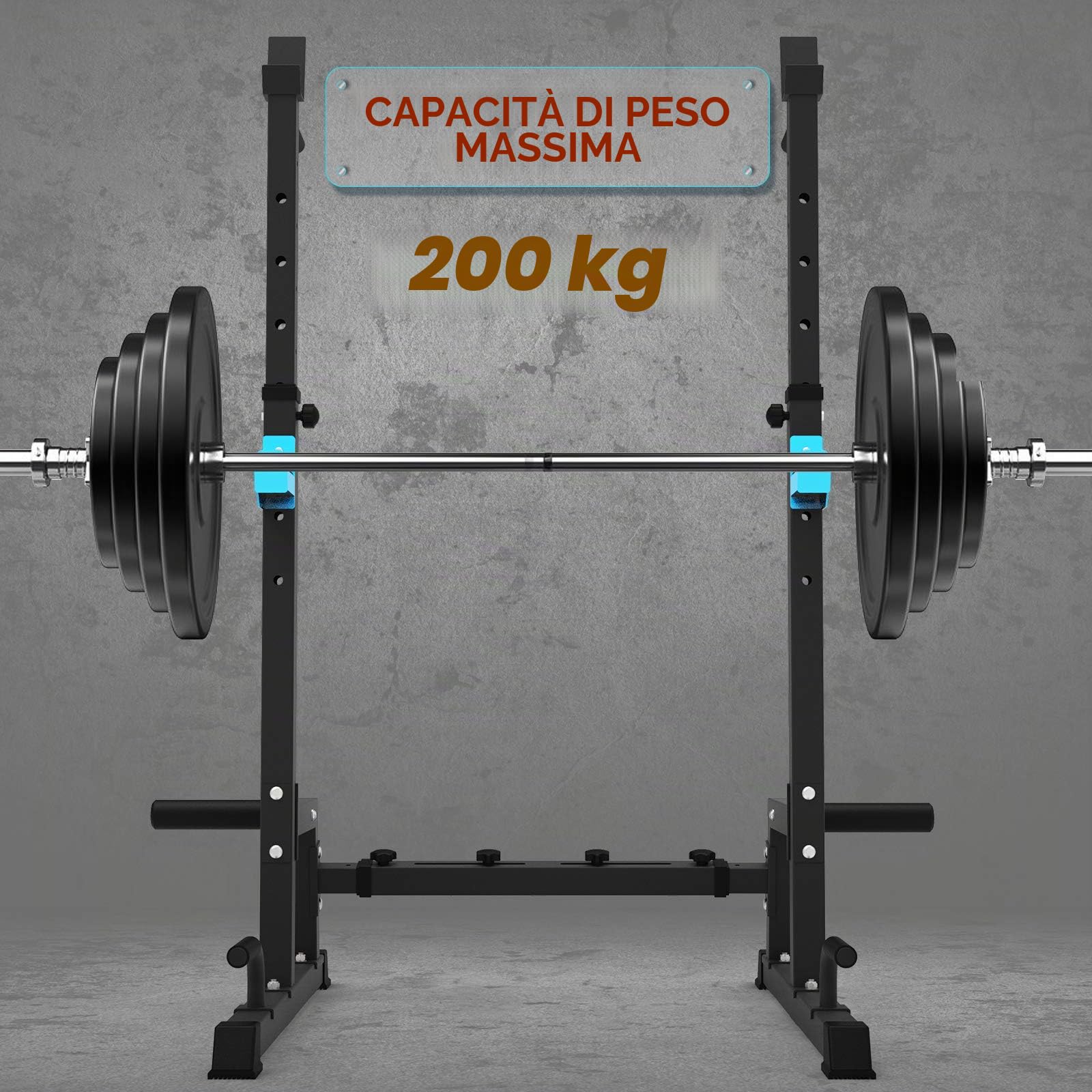 Jx Fitness Supporto multifunzione, rastrelliera per bilanciere, altezza regolabile, per casa, palestra, sollevamento pesi, panca per sollevamento pesi, stazione di spinta portatile