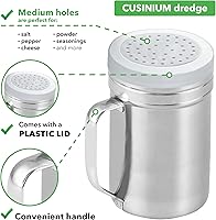 Vista 3 de CUSINIUM Espolvoreadores Grandes de Metal para Sal y Pimienta para Cocinar - Con Mango - Espolvoreadores de Condimentos y Especias Con Agujeros