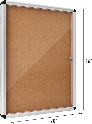 Miniatura 2 de INNOVART Tablero de anuncios cerrado de 26 x 20 pulgadas, resistente a la intemperie, tablero de anuncios de corcho con marco de aluminio, vitrina