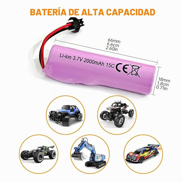 Foto 7 de 8 de 2PCS 3.7V 2000mAh La batería de Litio del Enchufe SM