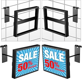 Tandefio 4 Pcs Gridwall Sign Holder Rectangular Black Faceout Sign Holder for Wire Grid and Grid Wall, Holds 7" W x 5.5" H Signs