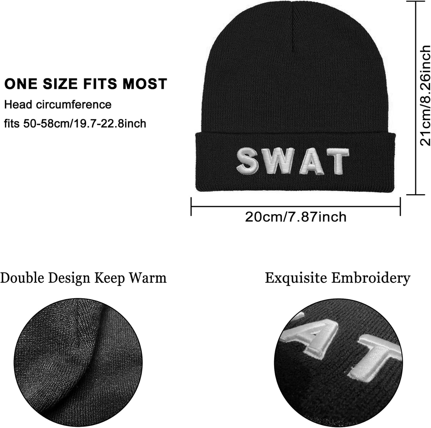 Embroidered Security Beanies Hats for Men Women Knit Winter Cap, Warm Security Skull Caps Gifts for Men Women - Image 2