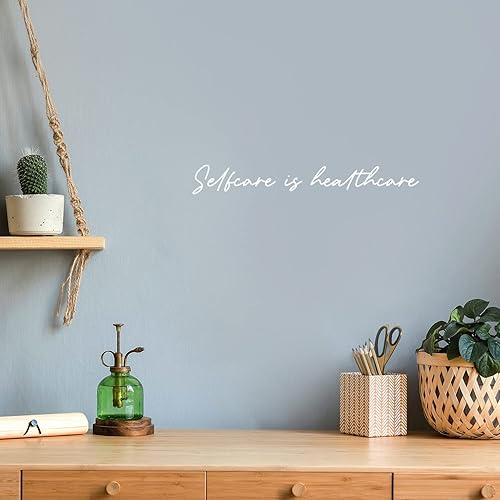 Miniatura 2 de Calcomanía de vinilo para pared, autocuidado es la salud, 3 x 20 pulgadas, diseño moderno e inspirador, positivo, saludable, estilo de vida, para