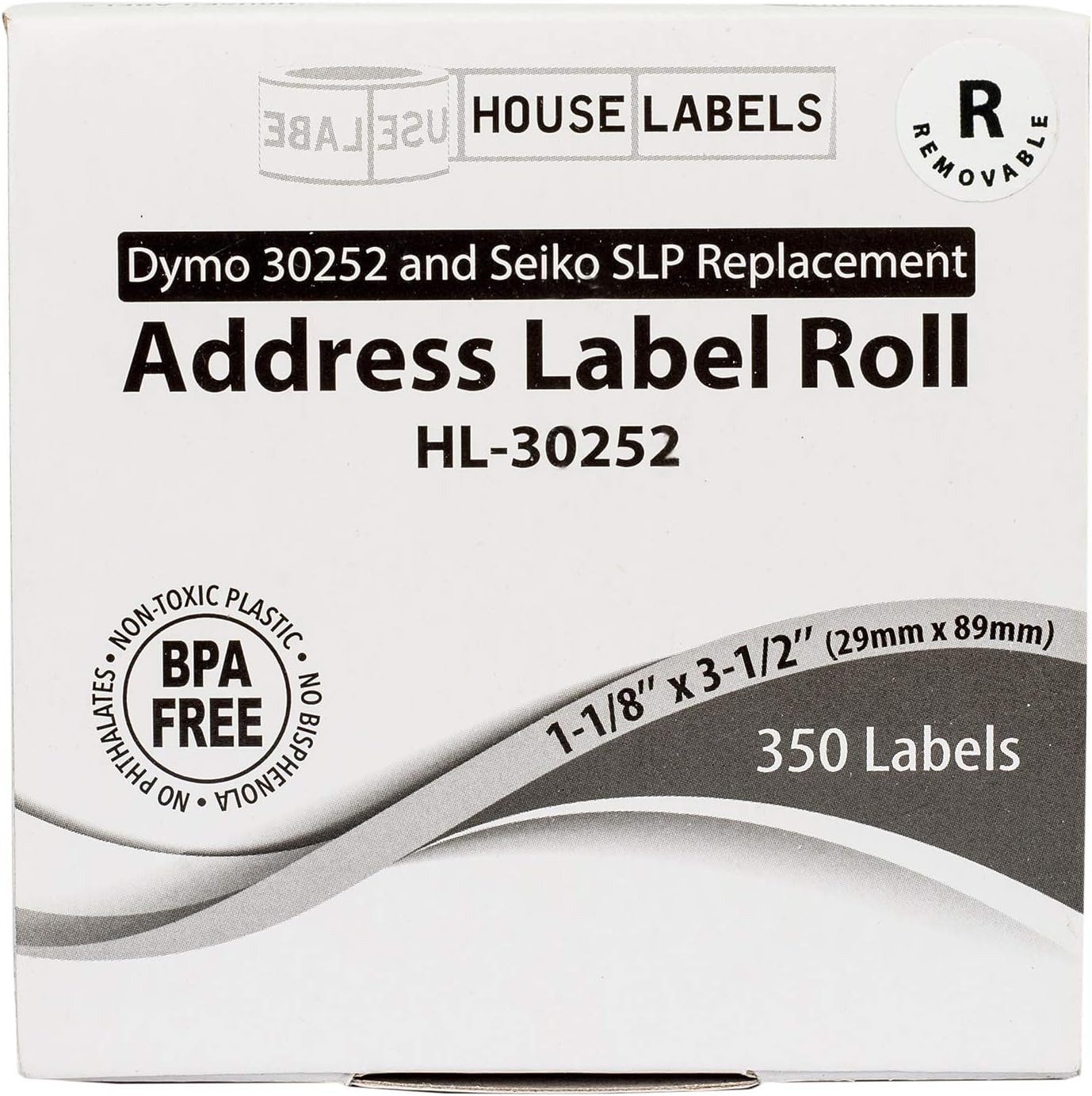 HOUSELABELS Compatible DYMO 30252 Address Labels (1-1/8" x 3-1/2") with Removable Adhesive, Compatible with DYMO LW 450, 4XL, Rollo & Zebra Desktop Printers, 12 Rolls /4200 Labels