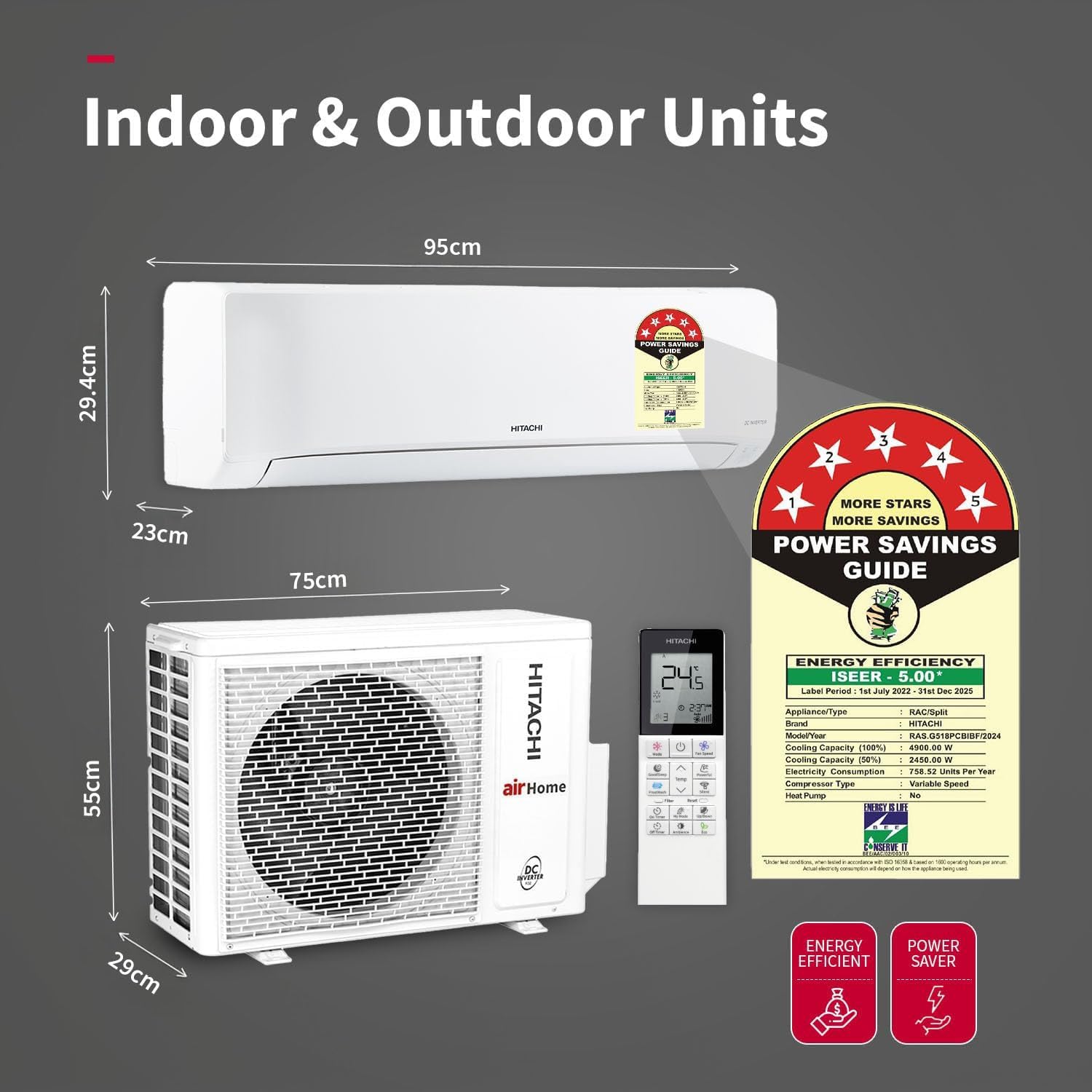 Hitachi 1.5 Ton Class 5 Star, Ice Clean, Xpandable+, Inverte...