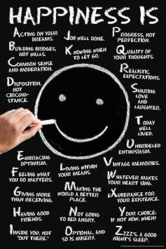 Laminated Happiness Is A Z List Motivational Inspirational Teamwork Quote Inspire Quotation Gratitude Positivity Motivate Word Art Good Vibes Empathy Social Work Poster Dry Erase Wall Art 12x18