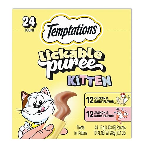 Temptations Puree Kitten Treats Lickable, Chicken and Salmon Variety Pack,