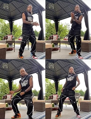 Miniatura 7 de Pantalones cargo para hombre, hip hop, techwear, harem, pantalones deportivos con bolsillos, para correr, punk