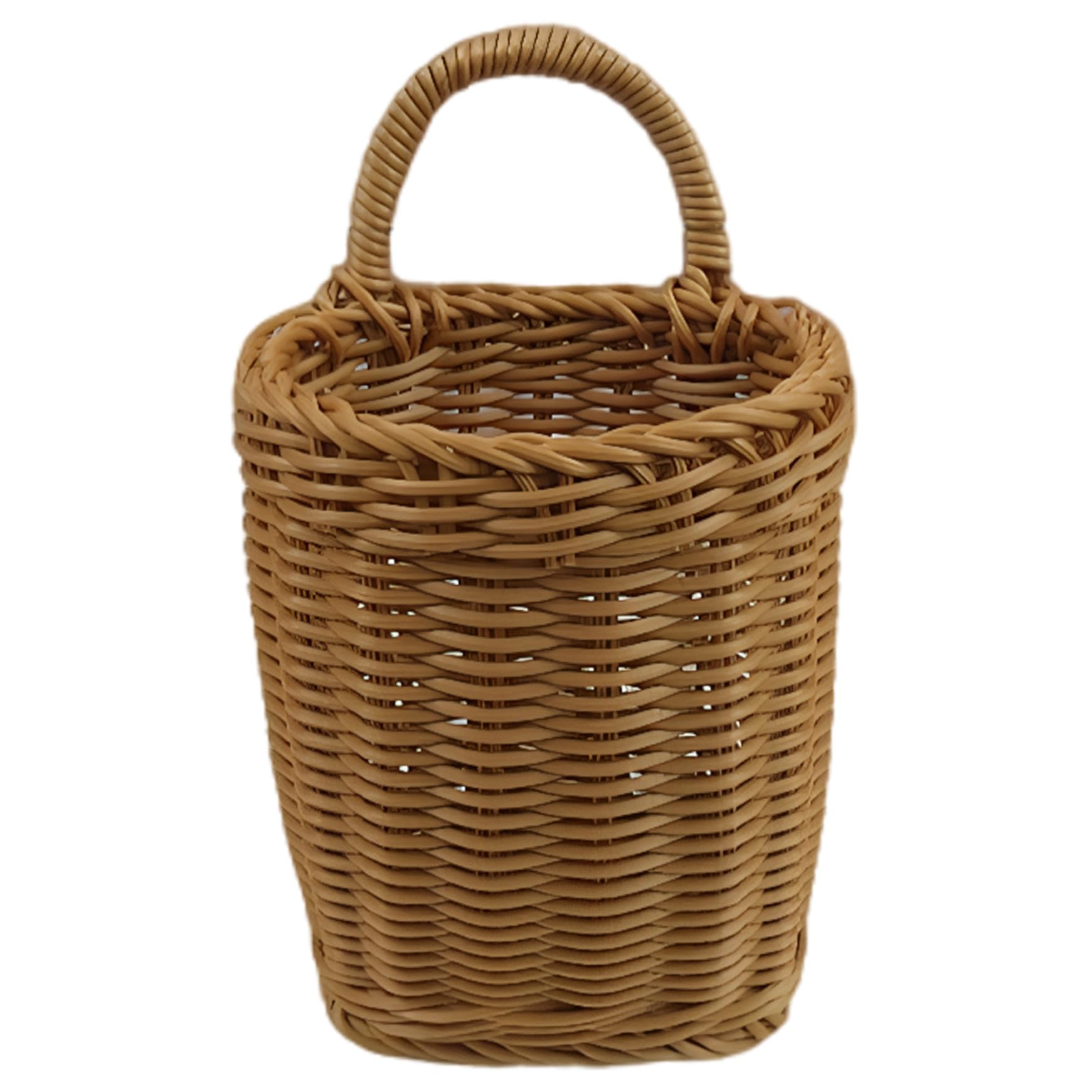 CAKEEYUM Wall Hanging Baskets – Handmade Rattan Hanging Basket with Handle – Woven Wall Decor for Door, Garden, Farmhouse & Home – Rustic Natural Style