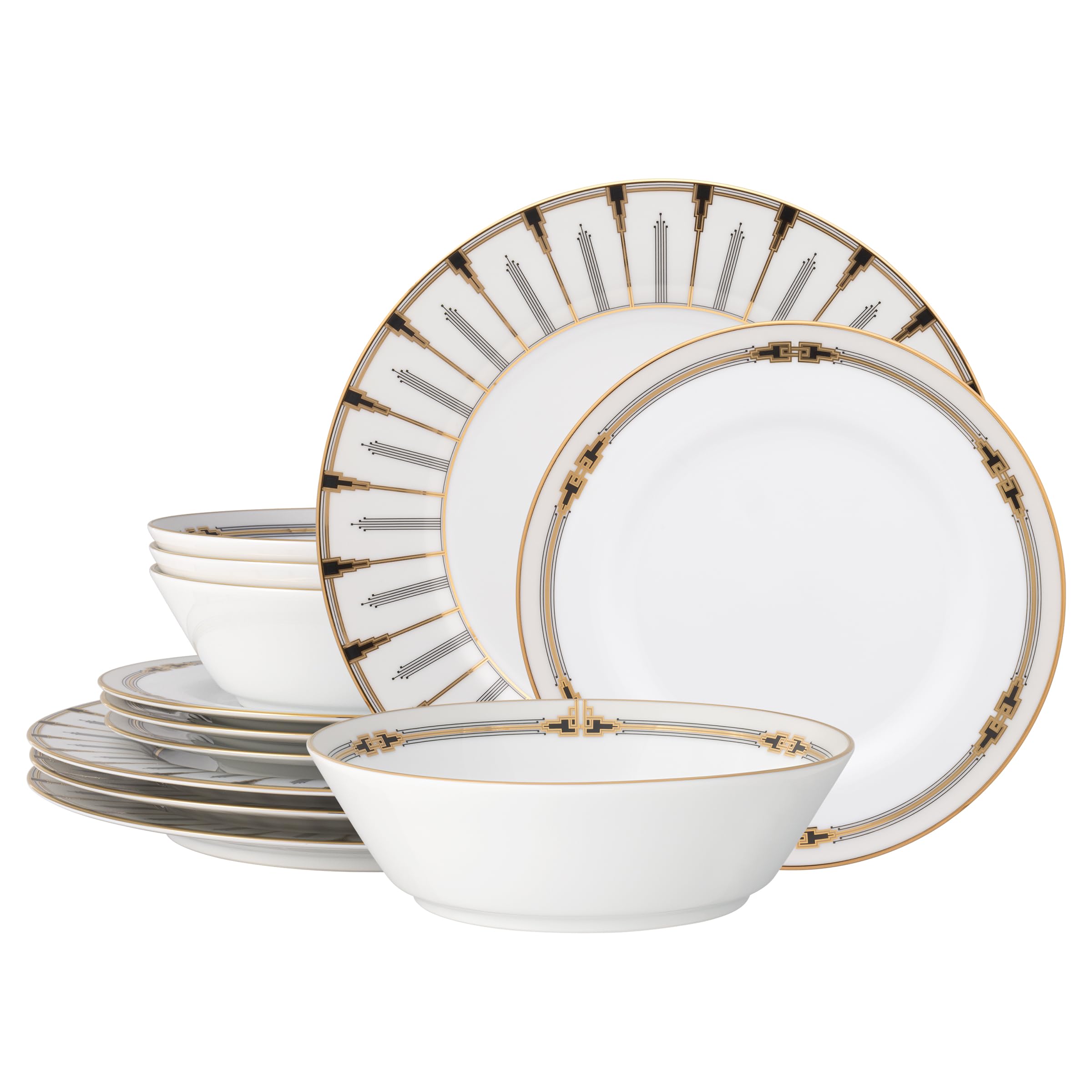 Amazon.com | Noritake Empire Gold 12-Piece Dinnerware Set, Service