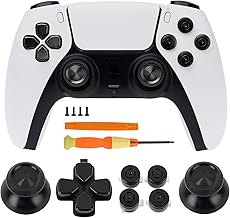 TOMSIN Metal Buttons Replacement Kit for PS5 Controller – Aluminum Thumbsticks & O X Square Triangle & Dpad Buttons Accessories Compatible with Dualsense Controller (Black)