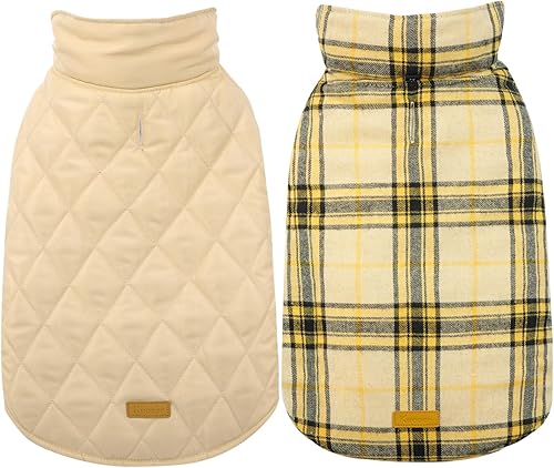 Miniatura 18 de Kuoser - Abrigo impermeable de invierno para perro, chaqueta reversible estilo británico, ropa para perro a cuadros, abrigo acogedor para perros