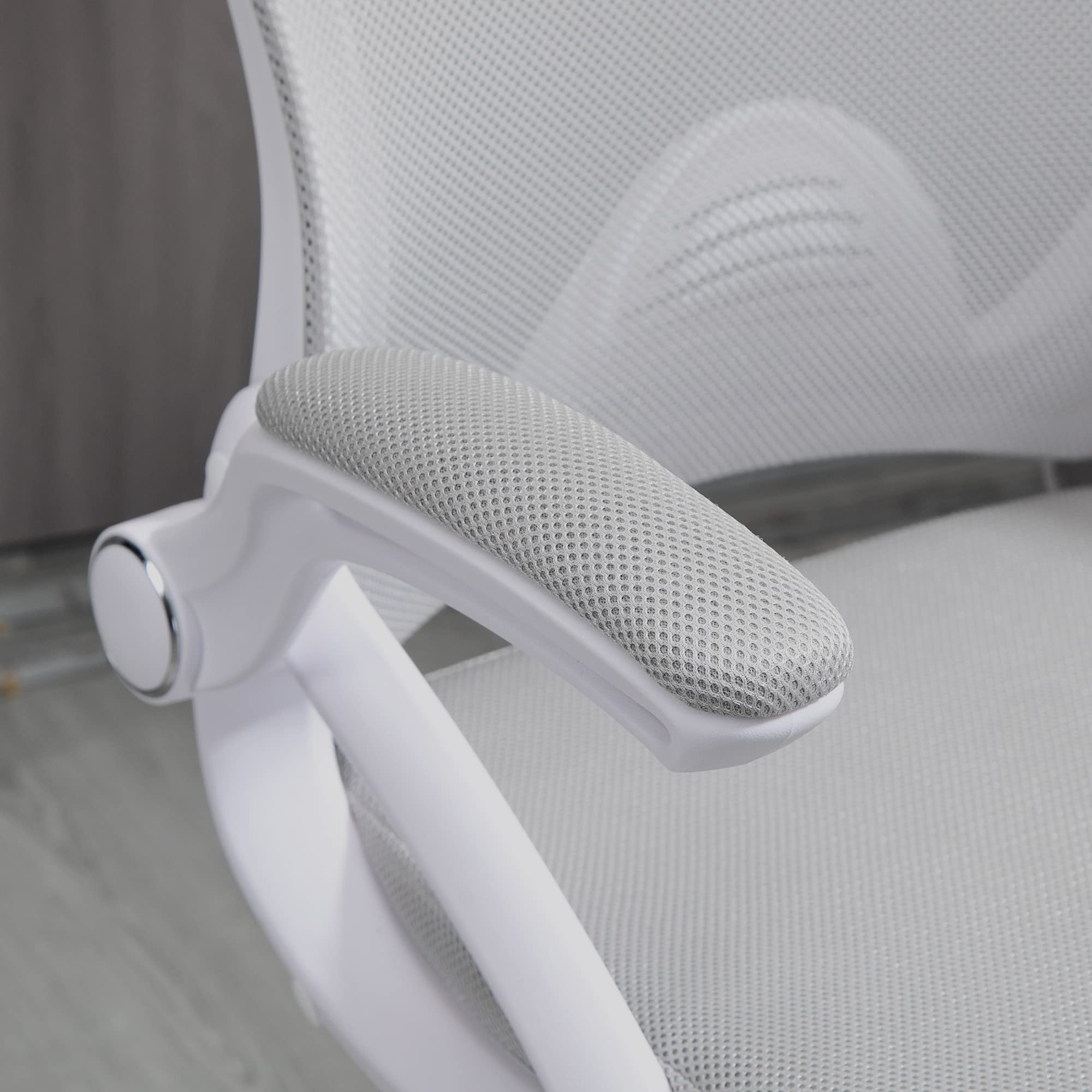Vinsetto Chaise Bureau Ergonomique avec Repose-Pieds Accoudoirs Blanc