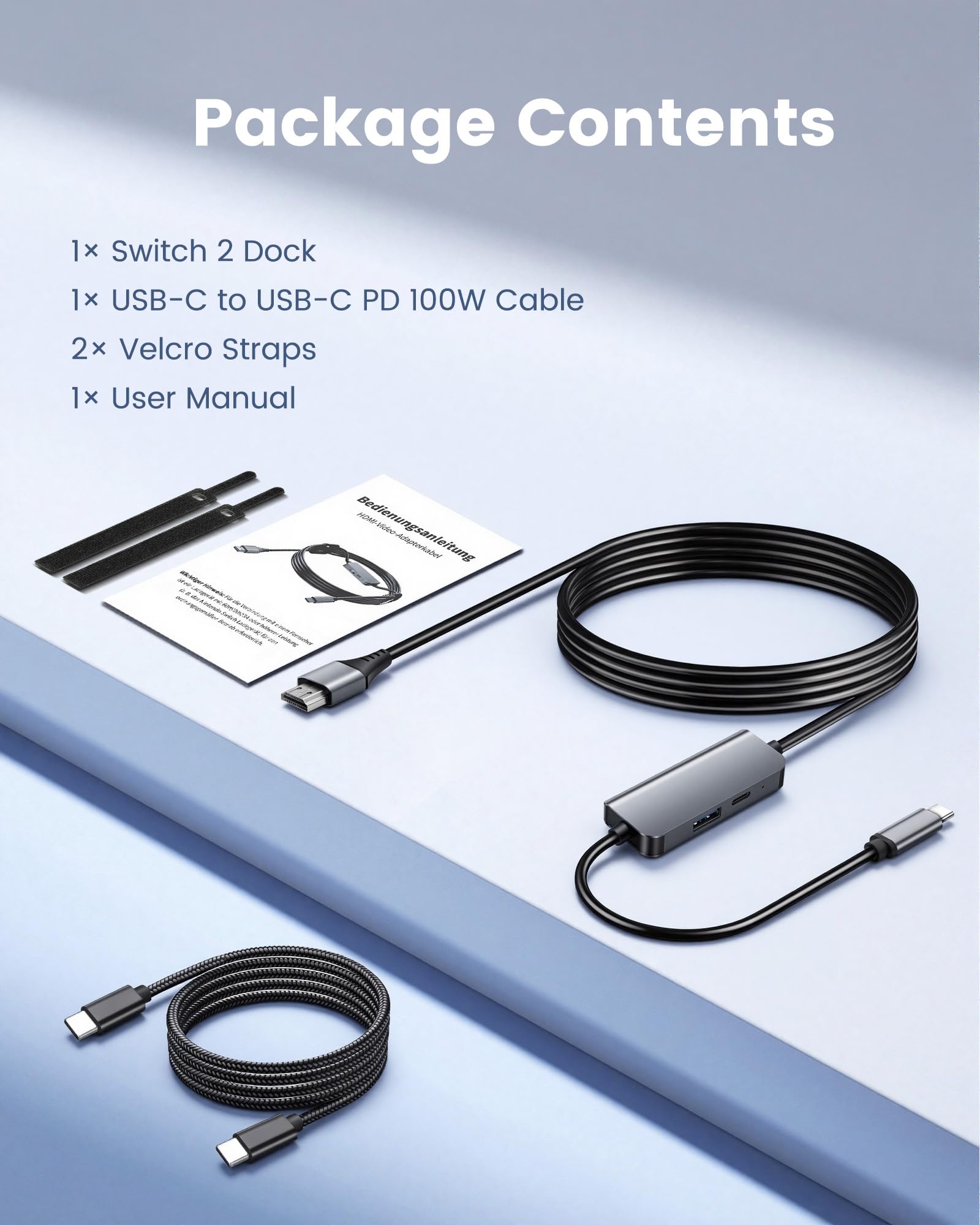 Switch 2 Dock con cavo HDMI 2.1 integrato da 1,8 m, docking station portatile USB C 4K a 120Hz per Nintendo Switch 2, PD 100W alluminio mini base da viaggio per Switch 2, Steam