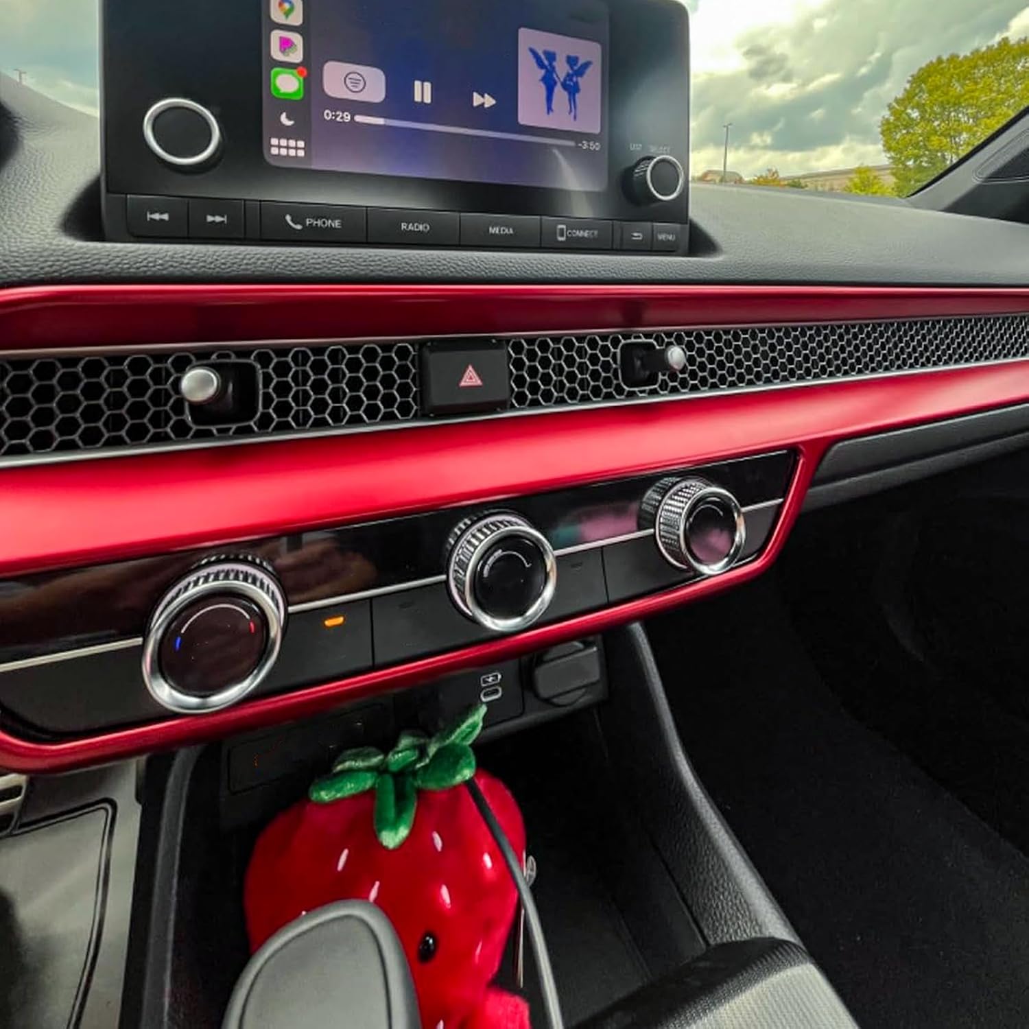 Dashboard Center Console Air Vent Cover for Honda Civic 11th Gen 2022-2025 Sedan Hatchback LX EX EX-L Sport Touring(Red)