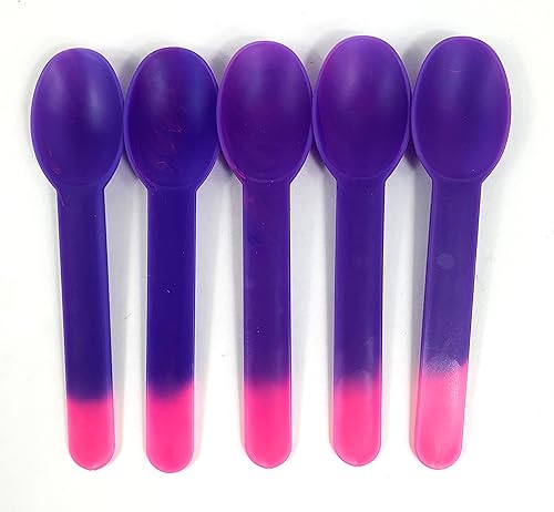 Miniatura 1 de Heyiwell 50 cucharas de postre que cambian de color con mango ancho pesado que reacciona a las temperaturas frías para yogur helado y bebidas frías