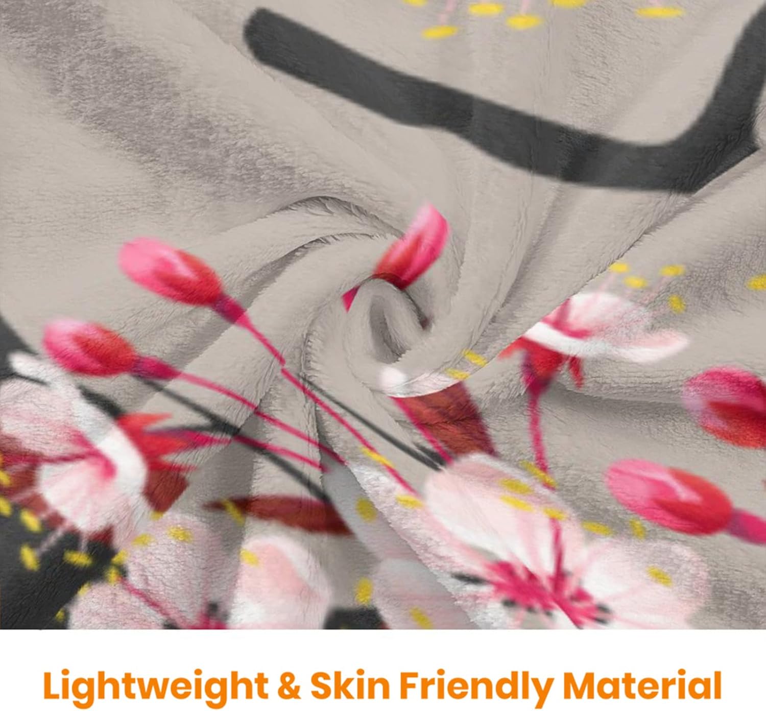 JOOCAR Flannel Throw Blanket Cardinals Birds Cherry Flowers Cozy&Soft Plush Blankets for Bed Couch Living Room Sofa Chair