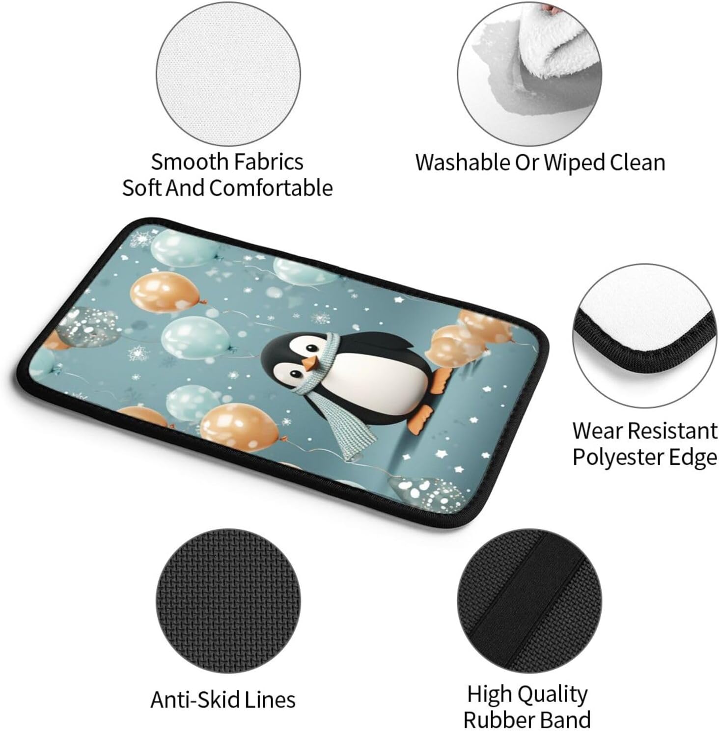 Auto Center Console Pad Penguin Balloon Snowflake Car Armrest Seat Box Cover Protector Universal Arm Rest Cushion Pads for SUV, Truck, Vehicle, Car handrail Box Cushion Auto Accessories image 5