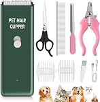 Favrison Clippers pour chiens, Kit professionnel de grooming pour chat mat, Rasoir de chat sans fil silencieux, Trimmers pour chien rechargeable, Cliper pour chat à cheveux pour chat (vert)