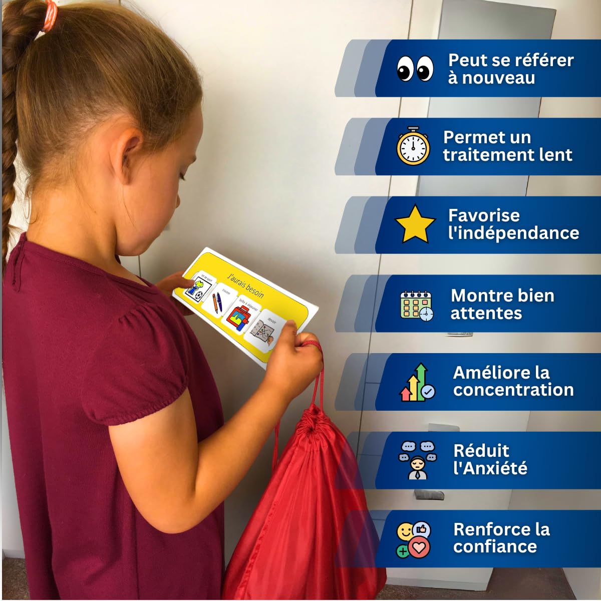Autism Supplies and Developments Pianificatore del Giorno - Francese (Prodotto di Comunicazione visiva in plastica Impermeabile per autismo, Bambini autistici