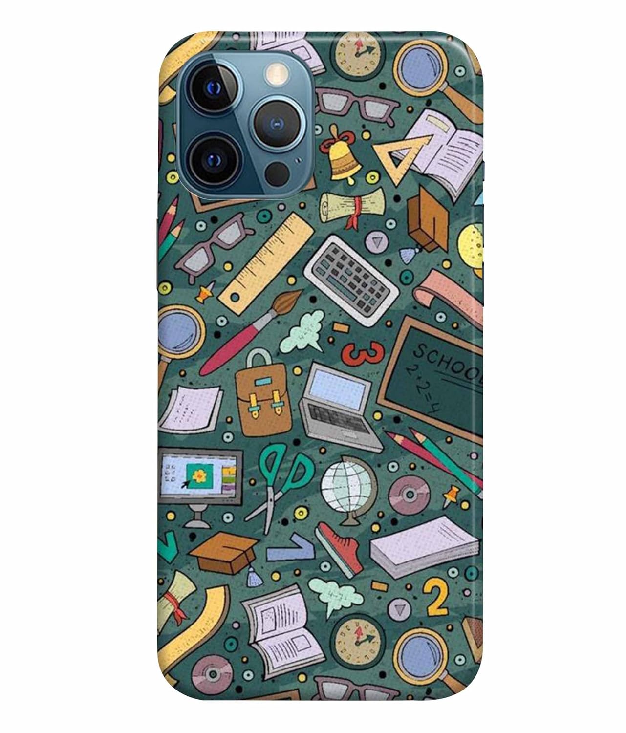 Dugvio Printed Colorful Hard Back Case Cover & Compatible for Apple iPhone 12 Pro | Student Study Gadgets Pattern (Multicolor) – D24
