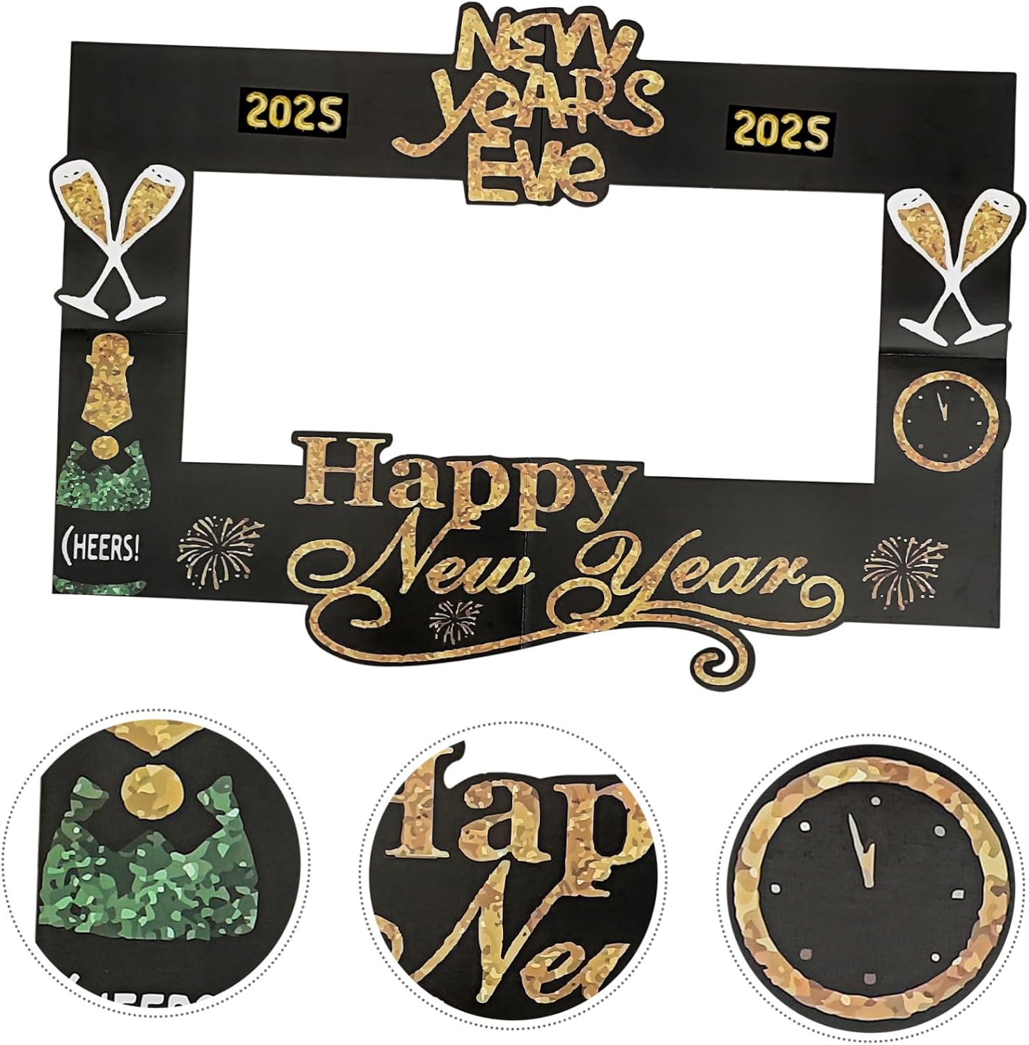 Happy Year Photo Booth Frame Prop Eye-catching Party Supply for Spring Festival Celebrations Lightweight and Portable Paper Holder for Memorable Moments