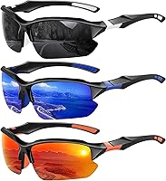 XVXV 3 Pack Polarized Half-Frame Sports Sunglasses for Men - UV Protection, Lightweight for Running Cycling Driving