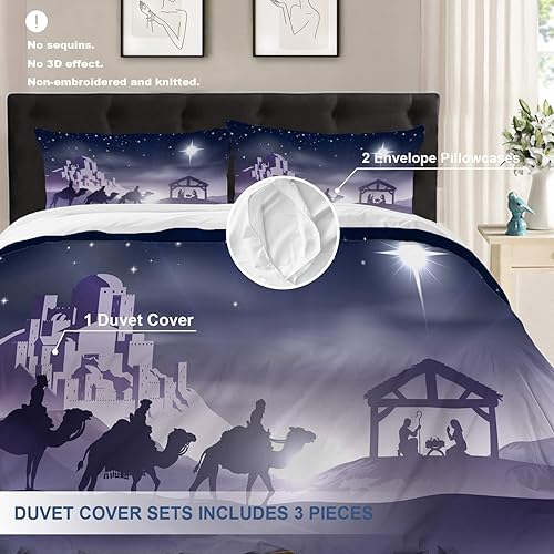 Miniatura 9 de Batmerry Juego de funda de edredón de 3 piezas, tamaño King, color rojo, Navidad, Navidad, tamaño King, suave, esponjoso, blanco, estampado de S