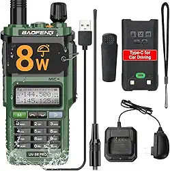 Baofeng Rádio amador UV-9R Pro 8W de longo alcance VHF UHF banda dupla tripla recarregável portátil bidirecional rádio walkie talkies com cabo de carregamento tipo C para acampamento, caça