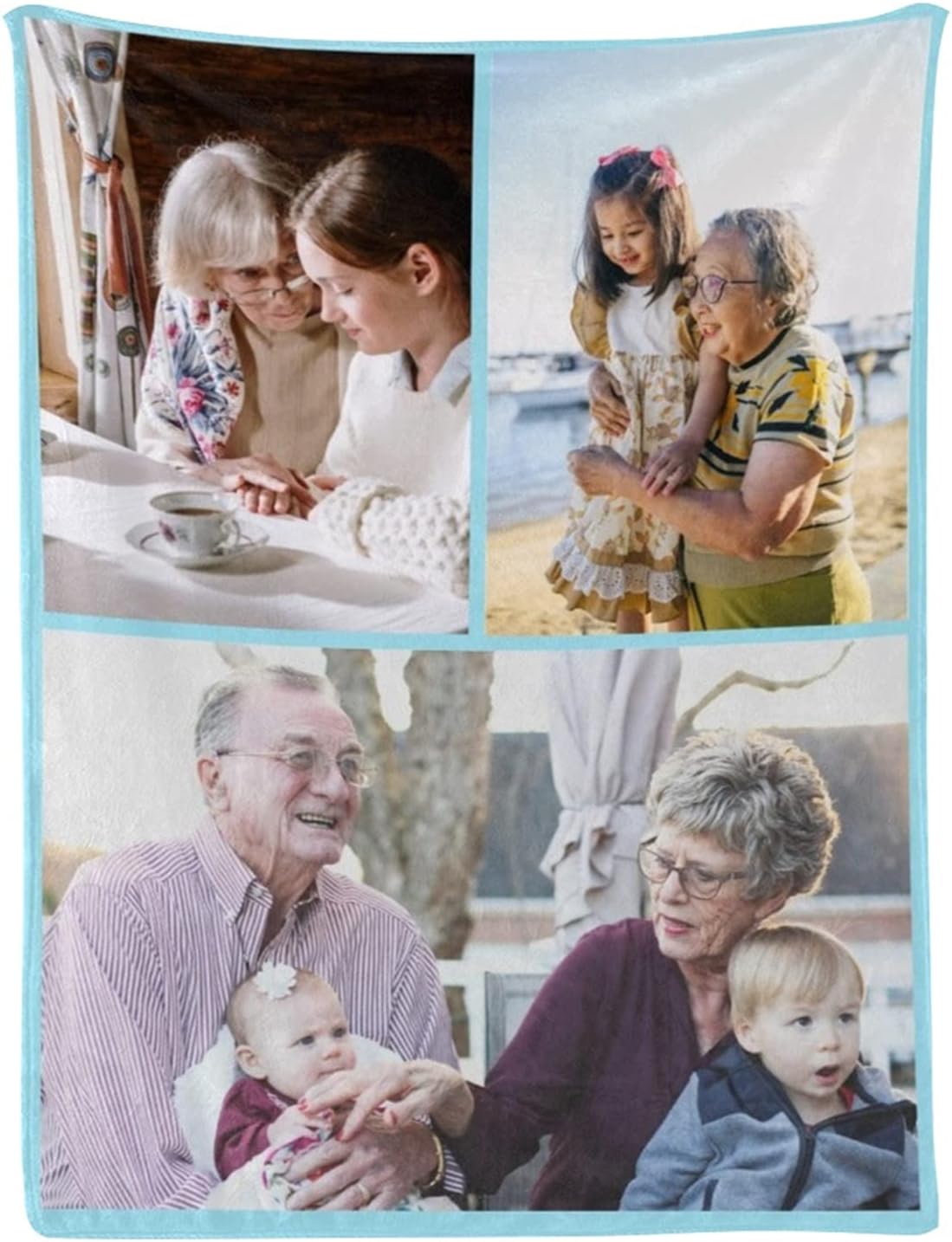 Custom Blanket with Photos Customized Picture Blanket Personalized Gifts for Christmas Birthday Anniversary Mothers Fathers Day (3 Photos, 60x80 Inch)