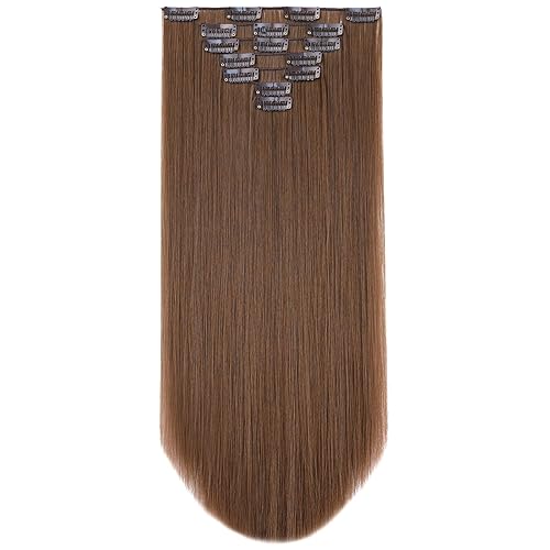 Miniatura 56 de Extensiones de cabello, con clip, cabello sintético, 22 pulgadas (55.88 cm), lacio, para mujeres y niñas, 18 pulgadas (45.72 cm), rizado, cobertura
