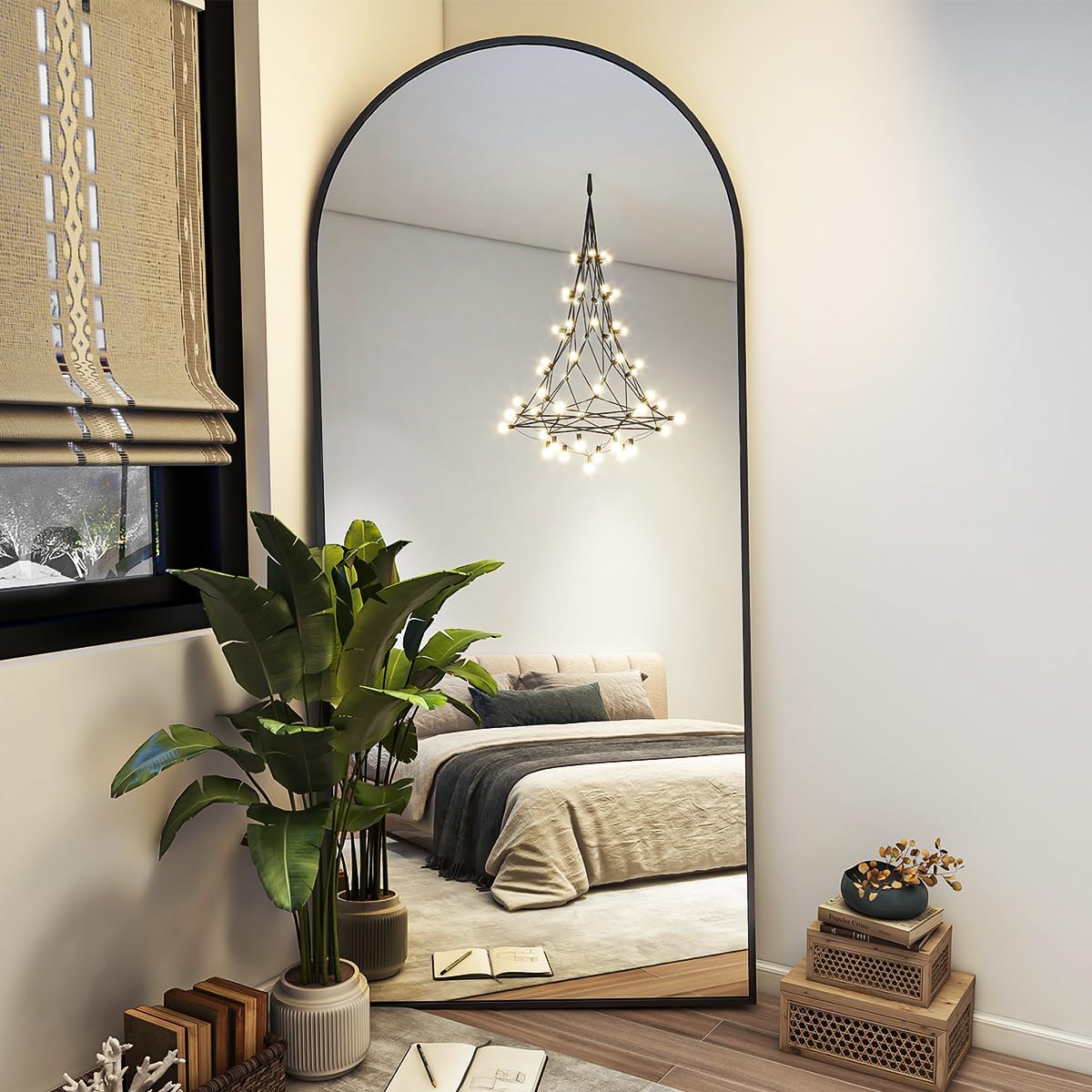 71"x26" Arch Full Length Mirror, Full Body Floor Mirror with Stand Hanging or Leaning, Aluminum Alloy Frame Wall Mirrors for Bedroom, Dressing Room, Black
