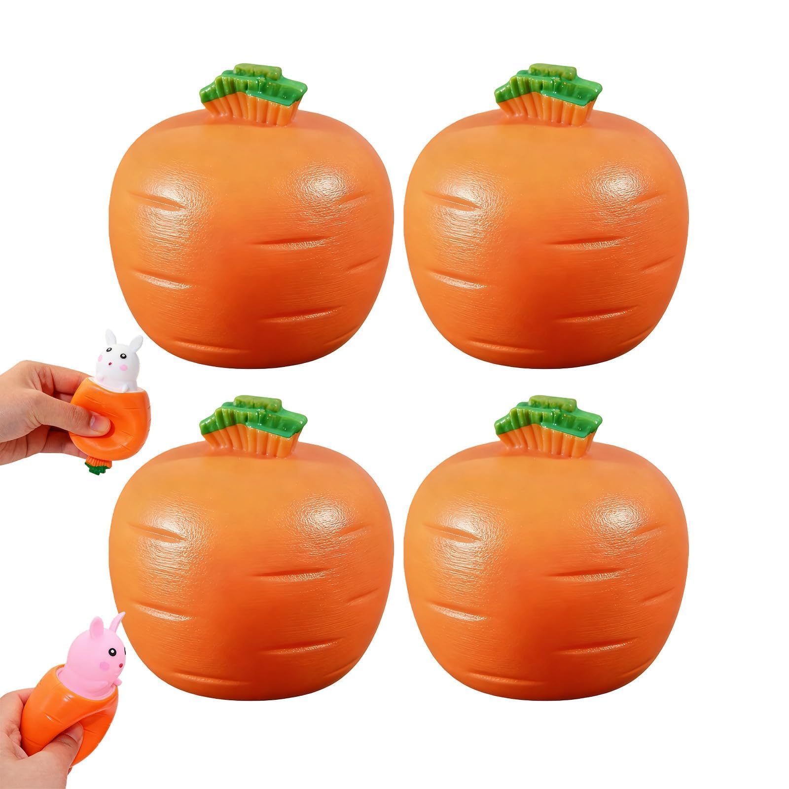 4 Pcs Carrot Squishy Party Bag Fillers Squeeze Toyss, Fidget Toys Squishy Animals Bunny Toys, Cute Squidgy Fidget Toyss Animal Squishys Suitable for Ages 15 And Above
